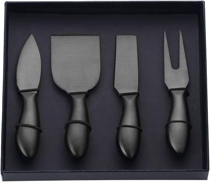 Cheese Knife Set,Stainless Steel Cheese Tool,Ergonomic Design&Easy To Use, for Birthday/Parties/Wedding/Bridal Shower/Housewarming and Anniversary (blackcase) black x case