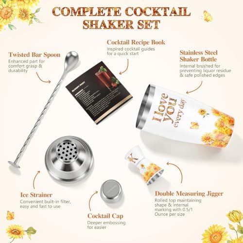 Unique Gifts for Mom Dad,Bartender Travel Set,24.3oz Cocktail Shaker Kit