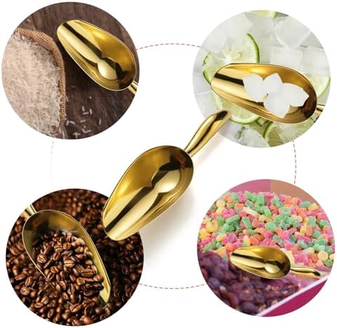 Gold Foodservice Stainless Steel Bar Ice Flour Utility Scoop, 6-Ounce Round Bottom Small ice scoop For Multi-Purpose Use, Contoured Handle