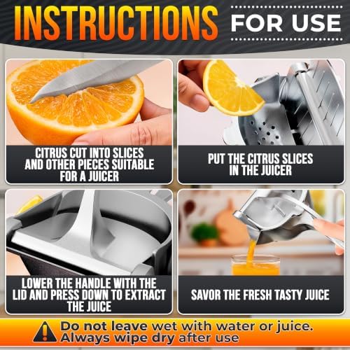 Hand Juicer Squeezer, Large 20 oz Aluminum Bowl with Pour Spout