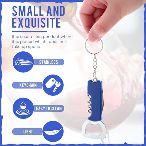 Ziliny 24 Pcs Wine Bottle Opener Keychains Bulk Corkscrew, Blue