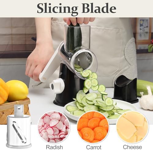 Cambom Rotary Cheese Grater Hand Crank Cheese Shredder, Black
