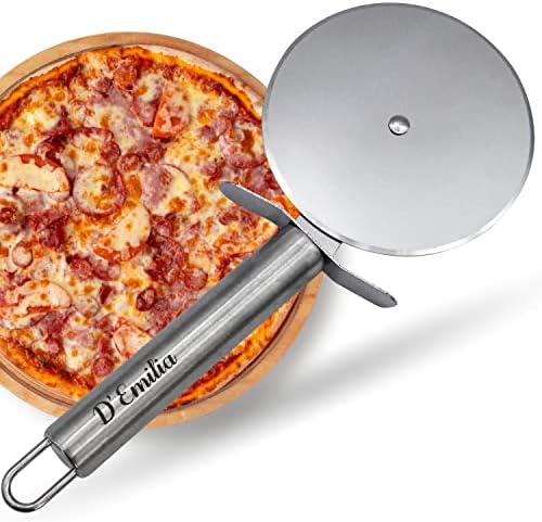 D'Emilia Professional Stainless Steel Pizza Cutter for Kitchen Use, Sharp Wheel 9 cm Diameter, Multipurpose Cutter Easy to Wash and Durable