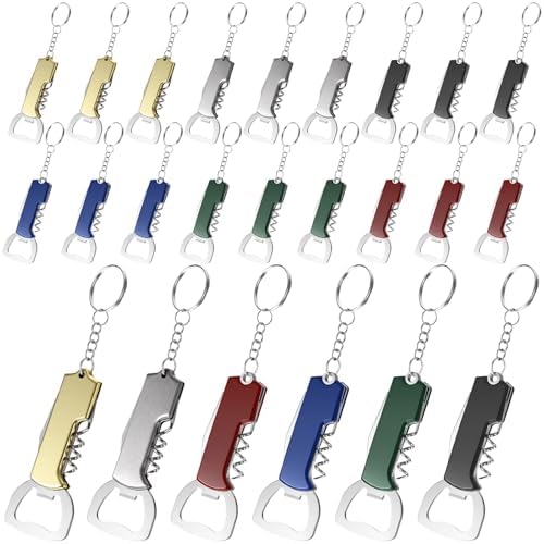 Ziliny 24 Pcs Wine Bottle Opener Keychains Bulk Corkscrew, Multi Color