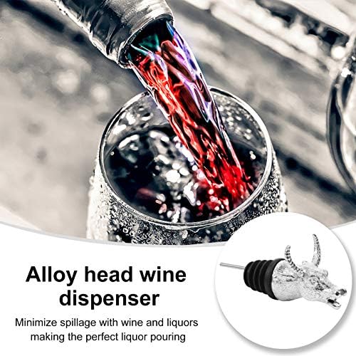 Silver Bull Head Wine Pourer Stopper for Home Bar Use