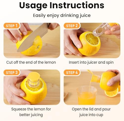 Screw Top Lemon Squeezer, 2026 New Hand Juicer Squeezer, Portable Manual Juicer for Travel, Multifunctional Fruit Juicers for Home Use (4pcs, Yellow+Green)