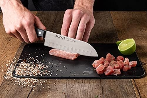 Arcos Santoku Knife 7 Inch Stainless Steel. Japanese Sharp Knife for Fish, Meat and Vegetables. Ergonomic Polyoxymethylene Handle and 170mm Blade. Series Universal. Color Black