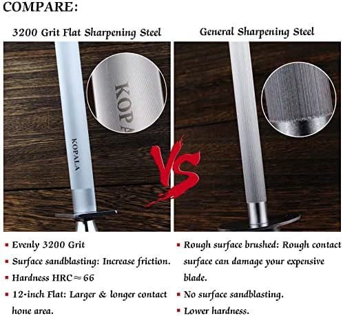 Sharpening Steel Knife Sharpener Rod Flat 12 IN Honing Steel for Knife