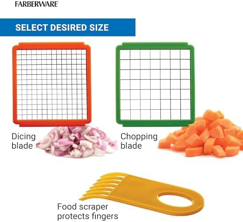 Farberware Professional Vegetable Chopper, 2 Blades For Slicing and Dicing Onions, Tomatoes, Potatoes And More, Meal Prep Made Easy
