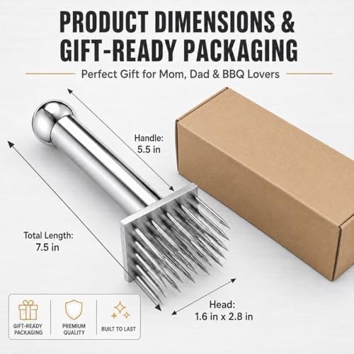 28-Needle Meat Tenderizer, 304 Stainless Steel Professional Meat Tenderizing Tool for Steak, Beef, Chicken, Pork, Heavy Duty Needle Blade Tenderizer for Kitchen BBQ Cooking