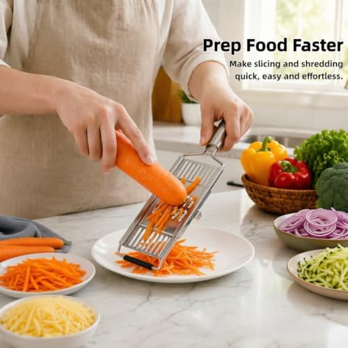 4-in-1 Mandoline Slicer, Stainless Steel Vegetable Cutter for Kitchen