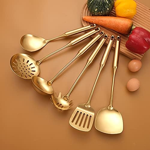 Pasta Fork, Pasta Spoon, Spaghetti Sever, 304 Stainless Steel Pasta Server, Gold Spaghetti Spoon Server, Heat Resistant, 12.63 inch