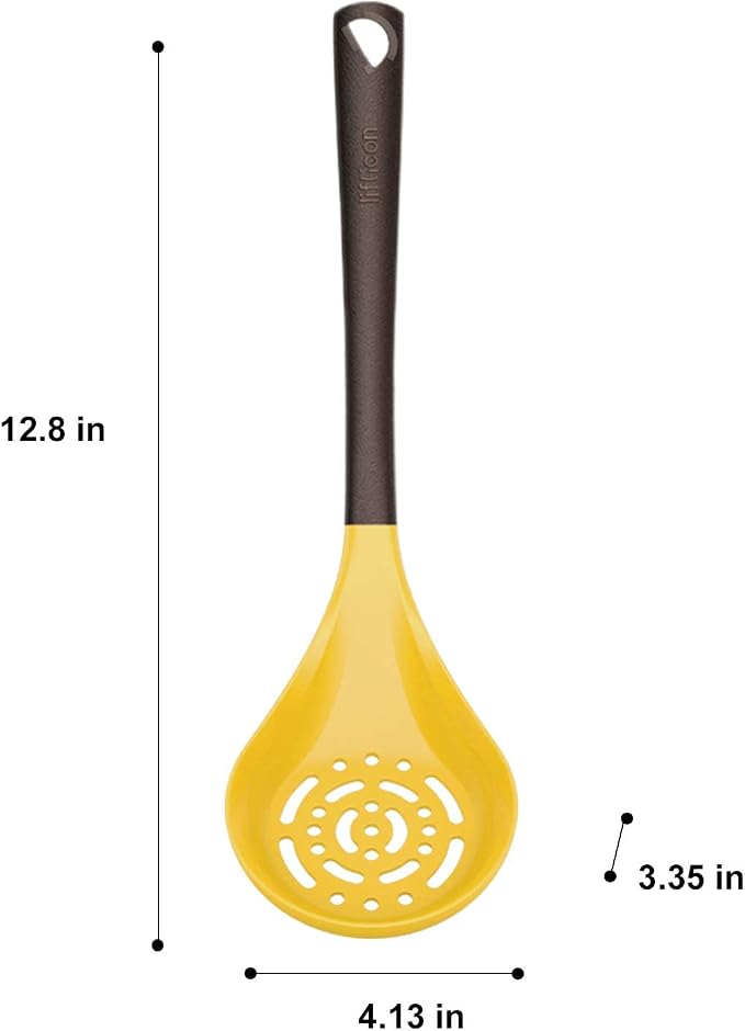 Liflicon Kitchen Premiun Silicone Skimmer Slotted Spoon Fring Spoon Strainer Slotted Spoon Ladle Skimmer Conlander Heat Resistant Up to 446 Degree Fahrenheit Best Silicone Kitchen Utensils Skimmer