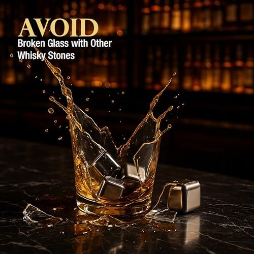 Loch Ness Whisky Chilling Stone – Stainless Steel Reusable Ice Cube | Novelty Bar Accessory for Father's Day, Whisky, Bourbon, Scotch & Cocktail Lovers (Classic Box)