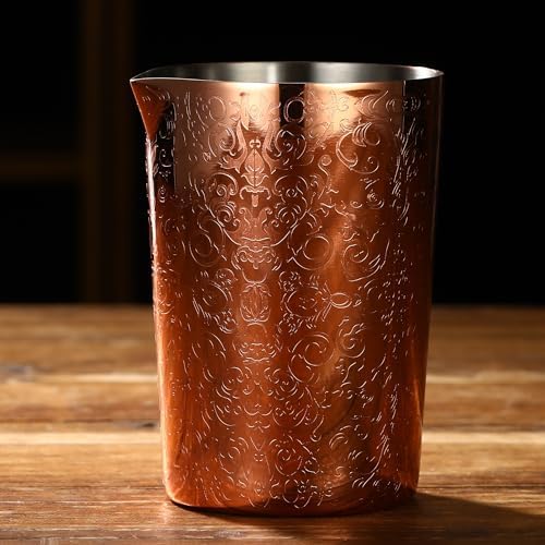 Unbreakable Cocktail Mixing Glass,Stirring Tin, Bar Mixing Pitcher with Spirit Pattern,17-ounce / 500ml (Spirit CopperPlated)