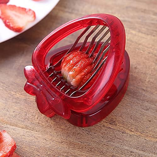Mayata 2pcs Strawberry Slicer Corer Stainless Steel Strawberry Huller Leaf Stem Remover Strawberry Cutter Blade Fruit Tools Kitchen Gadgets