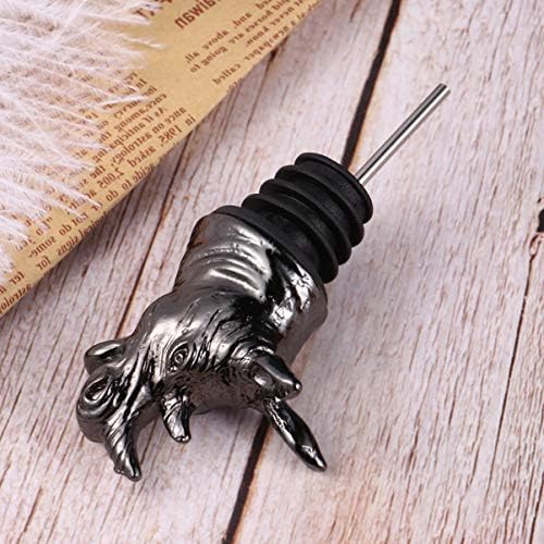 Cabilock Metal Wine Pourer Rhino Head Wine Aerator Pourer Wine Saver Pourer Lion Head Wine Bottle Pourer Metal Wine Bottle Stopper Champagne Vacuum Sealed Dust Caps Black