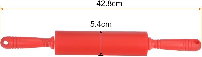 HARFINGTON Silicone Rolling Pins for Baking 17 Inch Non Stick Rolling Pin Small Roller Playdough Rolling Pins with Hanging Hole for Dough Pizza Pastry Fondant Kitchen, Red