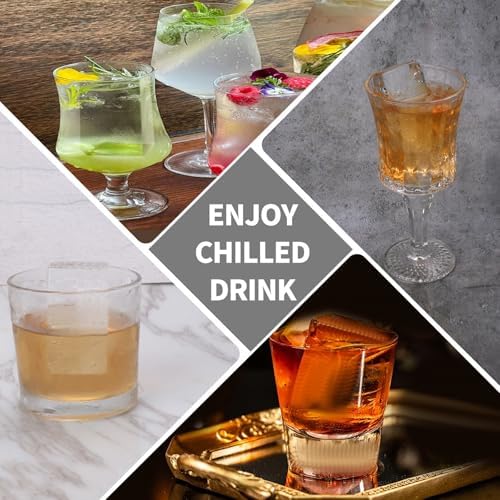 Large Ice Cube Trays for Whiskey: BECOKIT Big Silicone Ice Cube Trays - 3 * 2Inch Square Ice Cubed Tray for Bourbon Whisky and Cocktail - 4Pack Giant Silicon Ice Cube Tray (Black 4 Tray)