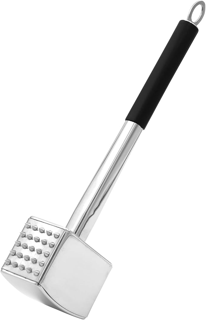 Meat Tenderizer, 304 Stainless Steel Meat Hammer, Heavy Duty Kitchen Meat Mallet,Four-sided Meat Tenderizer Tool, Meat Pounder for Tenderizing Steak, Beef, Chicken, Nut (1.31lb)