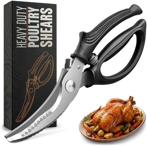 Poultry Shears Heavy Duty, Stainless Steel, 9.4 In, Safety Lock