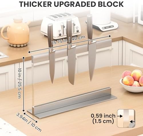 THMINS Acrylic Magnetic Knife Holder, Transparent Magnetic Knife Block