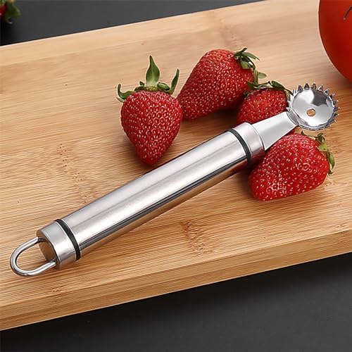 Stainless Steel Strawberry Huller and Tomato Stem Corer Tool Multi-Function Stainless Corer and Pitter Remover for Strawberry Gadgets Kitchen Tool Blade Craft Fruit Tools Fruit and Vegetable Tools