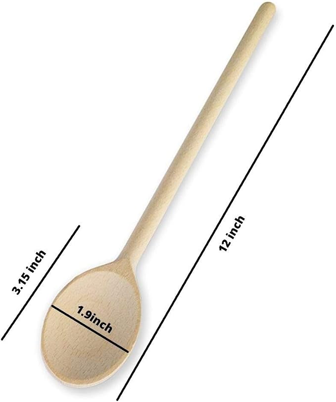 Mr.Woodware 12 Inch Wooden Spoons for Cooking - Set of 24 Long Handle Oval Wooden Spoon for Mixing, Stirring, Tasting - Kitchen Wooden Utensils For Cooking and Crafts, Personalized Wood Burning