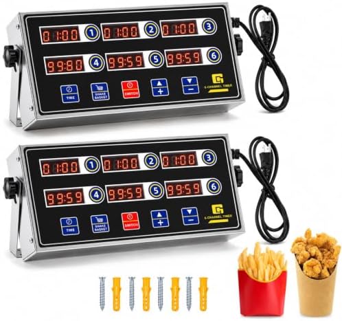 Relaxweex 2 Pack Commercial Digital Kitchen Timer for Cooking, 6 Channel