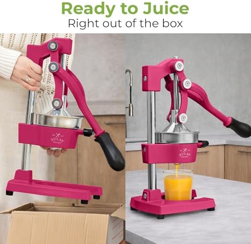 Zulay Kitchen Cast Iron Juicer - Heavy Duty Orange Juicer with Detachable Strainers for Easy Cleaning, Citrus Press for Citrus Fruits, Perfect for Bartenders, Juice Lovers & Health Enthusiasts