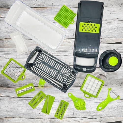 Vegetable Chopper - Spiralizer Vegetable Slicer - Onion Chopper with Container - Pro Food Chopper - Slicer Dicer Cutter