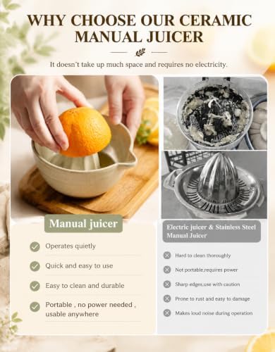 Ceramic Manual Juicers Citrus Juicer Bowl 18oz Lemon Squeezer Orange Press