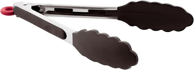 Jata Hogar AC35 Silicone Kitchen Tongs Black Ergonomic Handle Essential Line