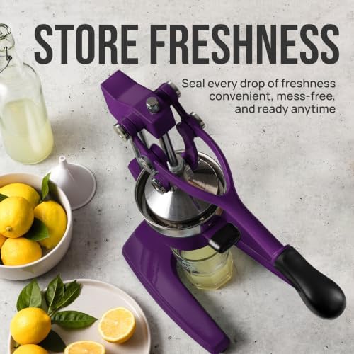 Zulay Kitchen Cast Iron Juicer - Heavy Duty Orange Juicer with Detachable Strainers for Easy Cleaning, Citrus Press for Citrus Fruits, Perfect for Bartenders, Juice Lovers & Health Enthusiasts
