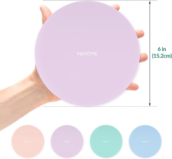 NiHome Silicone Jar Opener Gripper Pads, 6 In for Seniors, Macaron, 4 Pack | Textured Back Pattern For Superior Grip, Food-Grade Silicone, Heat-Resistant Multi-Use Kitchen Pad For Jars, Pots, Spoons