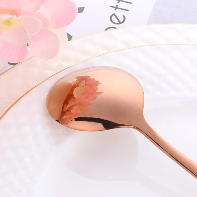 Buyer Star Bouillon Spoon Sets, 7-Inch Round Soup Spoons, Stainless Steel Finished Table Dinner Spoons