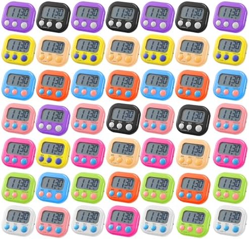 Weewooday 50 Pcs Multi-func Electronic Kitchen Classroom Timer, 10 Colors