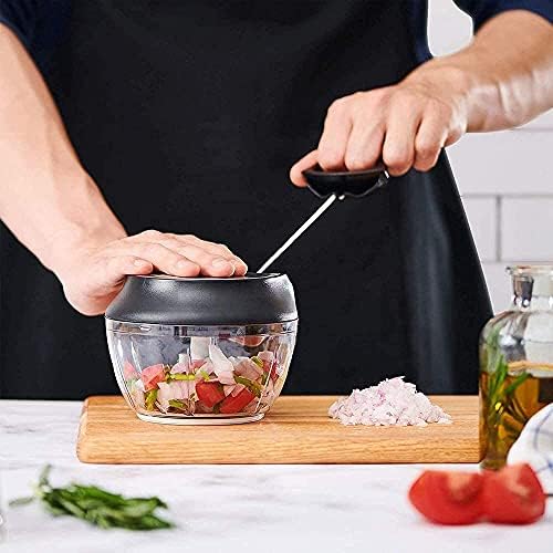 Manual Food Chopper - Onion Chopper Vegetable Cutter - Mini Chopper Nut Meats - Vegetable Dicer - Hand Chopper - Chopper One Piece - Black - 3 Cup