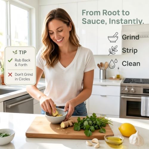 Ceramic Grater Bowl with Herb Stripper & Silicone Garlic Peeler