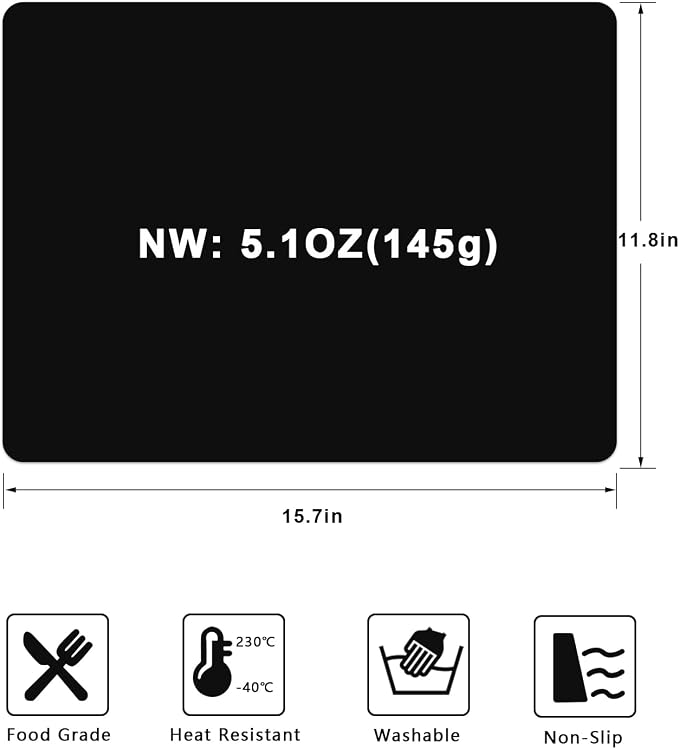 Silicone Placemats, Food-Grade Non-Slip Waterproof, Dining, Countertop Protector, Kitchen Counter Mat, Heat Resistant, Baking mat Dishwasher Safe