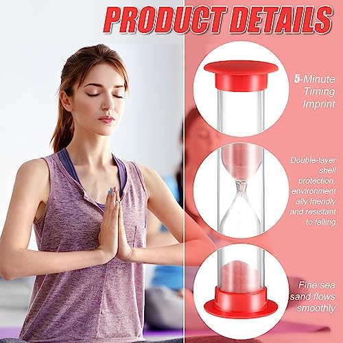 24 Pcs 5 Minute Sand Timer Plastic Hourglass 5 Min Visual Timer Mini Classroom Small Shower Hourglass for Teacher Classroom School Must Haves Supplies Egg Sand Clock Kids Time Management(Red)