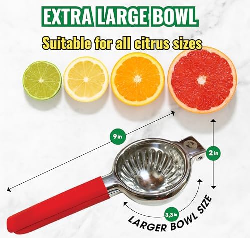 Handheld Lemon Squeezer Stainless Steel, Silicone Handle