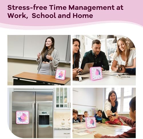 TWENTY5 SEVEN Countdown Timer 7.5 inch, 60 Minute 1 Hour Visual Timer for Classroom Teaching Tool Office Meeting, Mechanical Countdown Clock for Kids Exam Time Management Magnetic, Ombre Pink Macarons