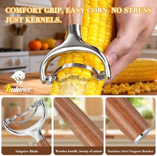 KULUNER Corn Peeler Stripper Handle 304 Steel Blade for Seniors Arthritis