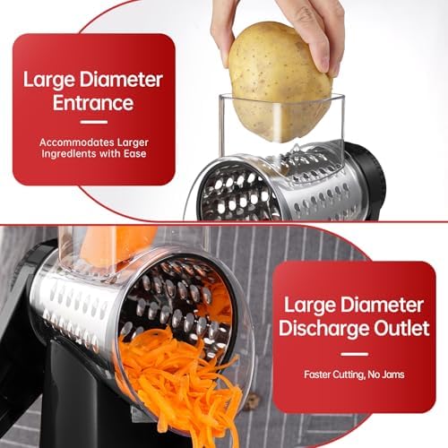 Rotary Hand Crank Cheese Grater,Cheese Shredder Vegetable Slicer(Black)