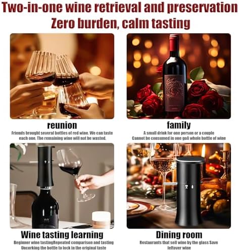 Vacuum Wine Dispenser, Multifunctional Wine Aerator, Wine Preservation System, Switchable Decanter & Wine Storage Function, Wine Accessories Gift for Wine Lovers, No Power & Consumables Required