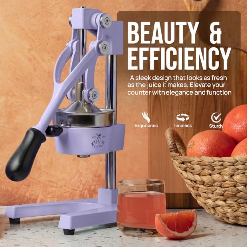 Zulay Kitchen Cast Iron Juicer - Heavy Duty Orange Juicer with Detachable Strainers for Easy Cleaning, Citrus Press for Citrus Fruits, Perfect for Bartenders, Juice Lovers & Health Enthusiasts