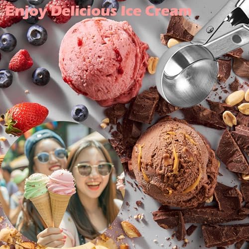 Ice Cream Scoop:7 inches Small Ice Cream Scoopers Stainless Steel with Trigger and Comfortable Handle,Perfect for Frozen Yogurt, Gelatos, Sundaes, Easy Clean Spoon Dishwasher Safe, Silver