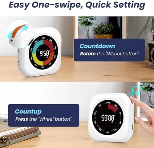 PERSUPER Visual Timer for Kids, Rechargeable 10-Hour Countdown/Up Timer