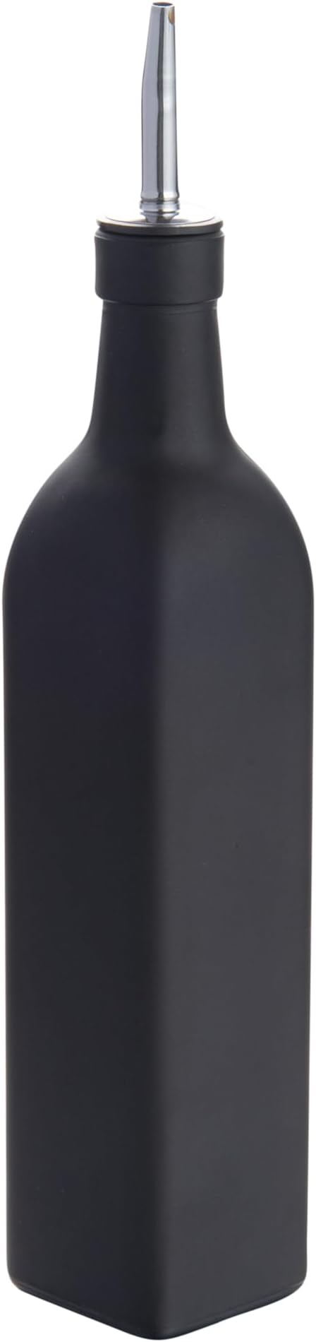 Restaurantware-Chef 101 16.9 Ounce Olive Oil Dispenser, 1 Kitchen Oil Dispenser Bottle - With Stainless Steel Pourer, Non-Leaking, Black Glass Pourer, For Cooking Or Salad Dressings